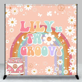 Aperturee - Aperturee White Daisy Two Groovy Custom Name Birthday Backdrop